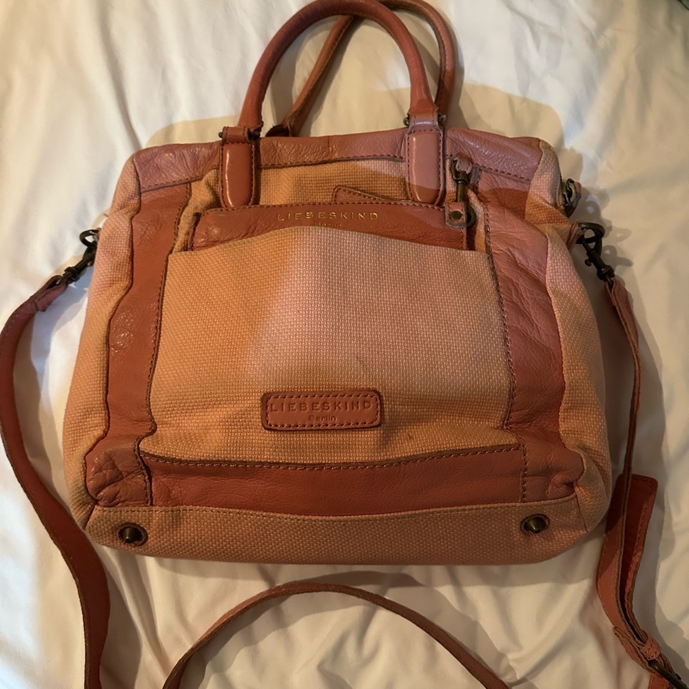 Unique Liebskind leather bag with long crossbody strap and bonus pouch